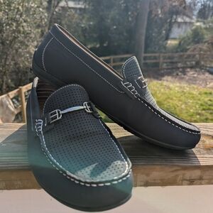 Stacy Adams Black Perforated Slip-On Loafers